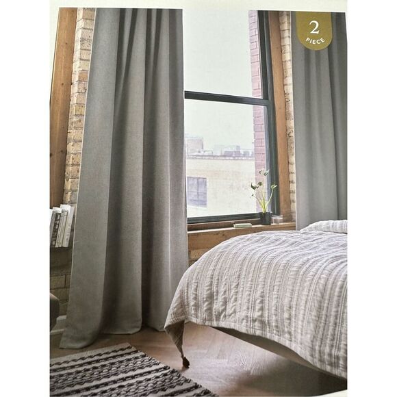 Threshold Aruba Gray Blackout Curtain Pair 50”x84” Panels New - Picture 1 of 6